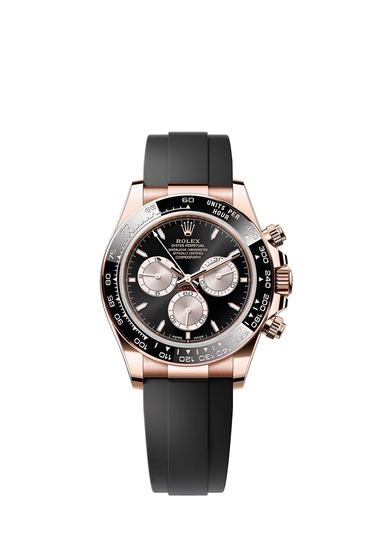 Rolex Cosmograph Daytona Everose black dial Oysterflex 126515LN