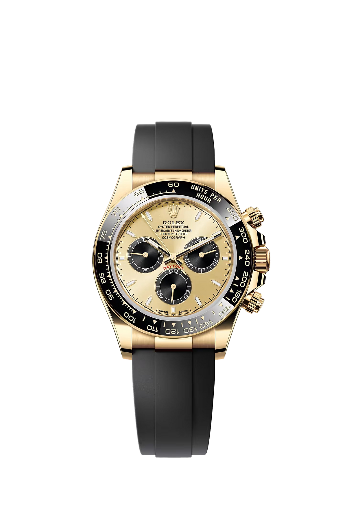 Rolex Cosmograph Daytona yellow gold champagne dial black counters Oysterflex 126518LN