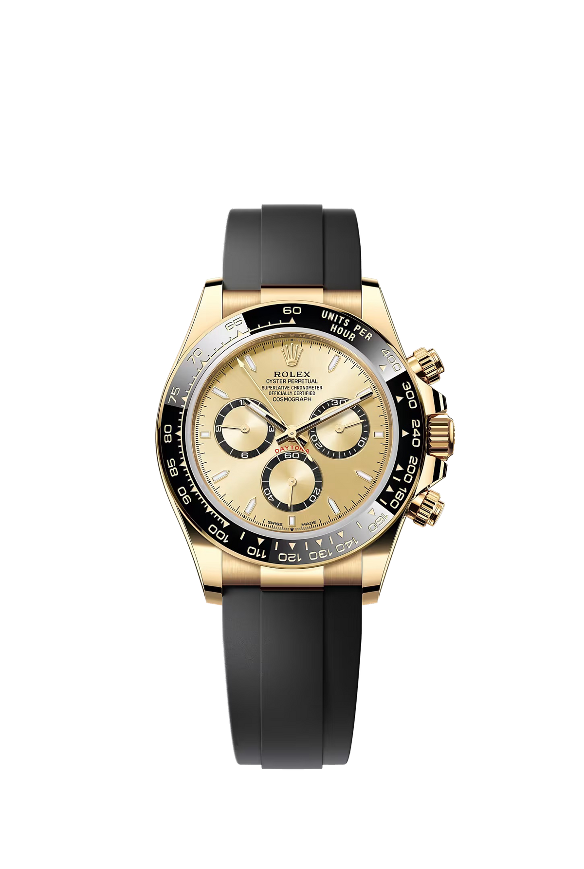 Rolex Cosmograph Daytona yellow gold champagne dial gold counters Oysterflex 126518LN