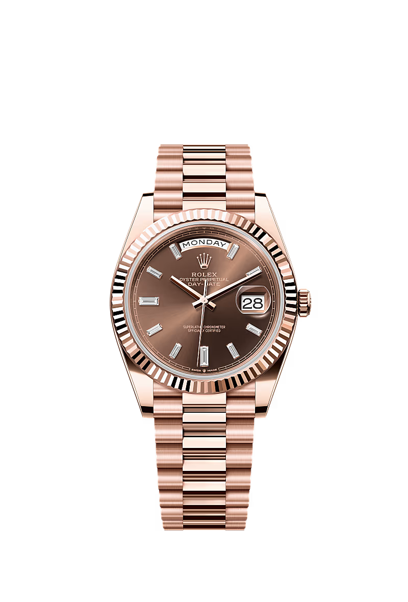 Rolex Day-Date 40 Rose Gold Chocolate Diamond Dial 228235