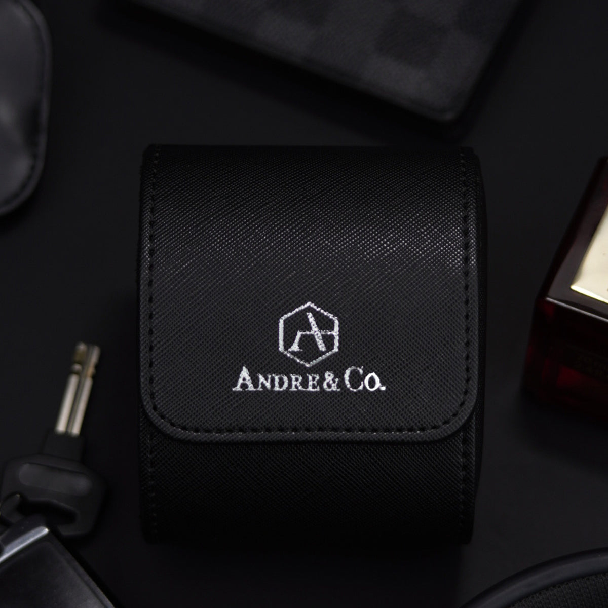 Single Watch Roll Leather Travel Case