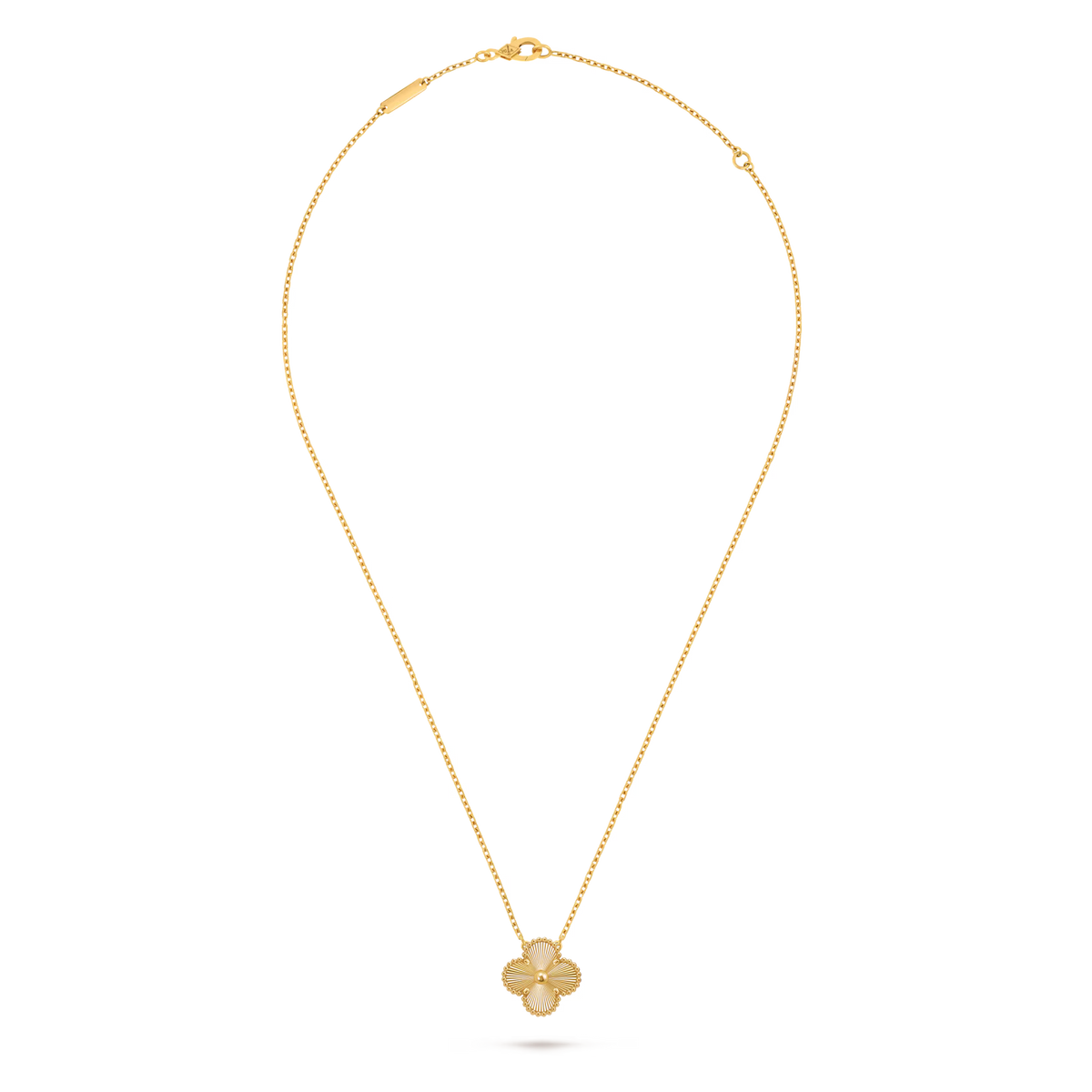 Single Clover Necklace Solid 18k Yellow Gold